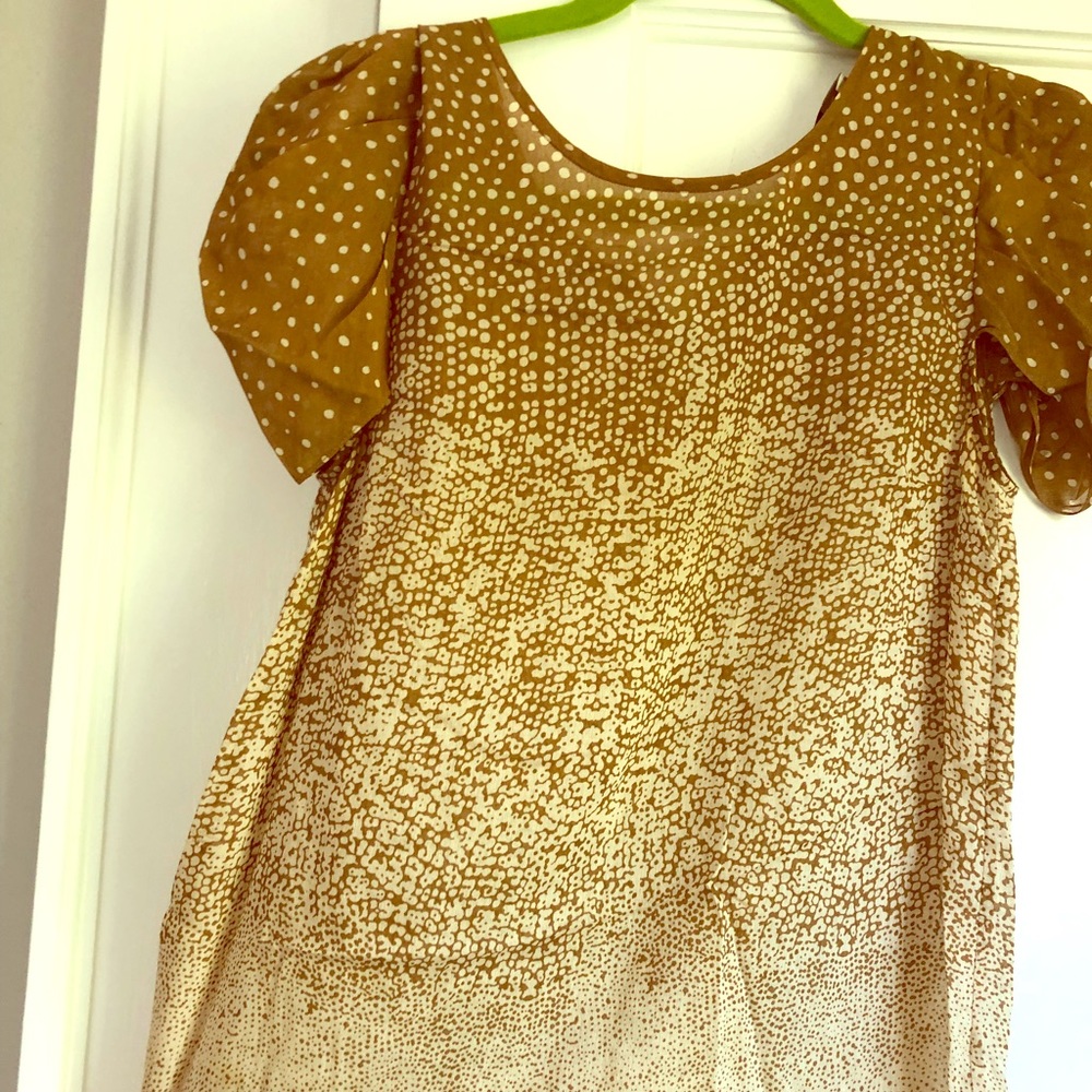 Tibi nyc cap sleeved polka dot brown blouse